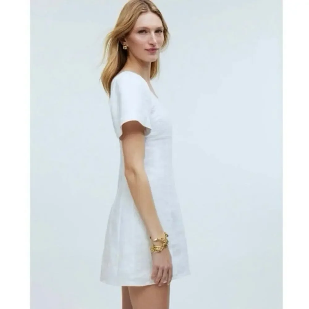 NWT Madewell Square-Neck Mini Dress in‎ 100% Linen Size 6 White Sundress NP764 - Picture 7 of 9